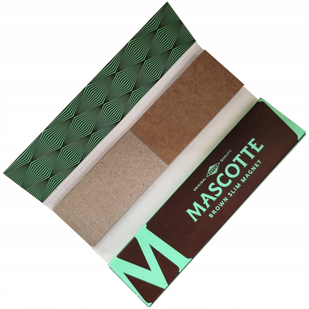 Bibułka Mascotte Magnetic Brown Slim z filtrami - kartonik z magnetycznym zamknięciem i niebielonymi bibułkami