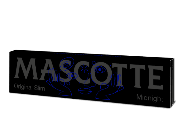 Bibułki z filterkami Mascotte Slim Size Magnetic Midnight Mascotte Midnight Slim Combi: bibułki + ustniki papierowe, ujęcie zestawu