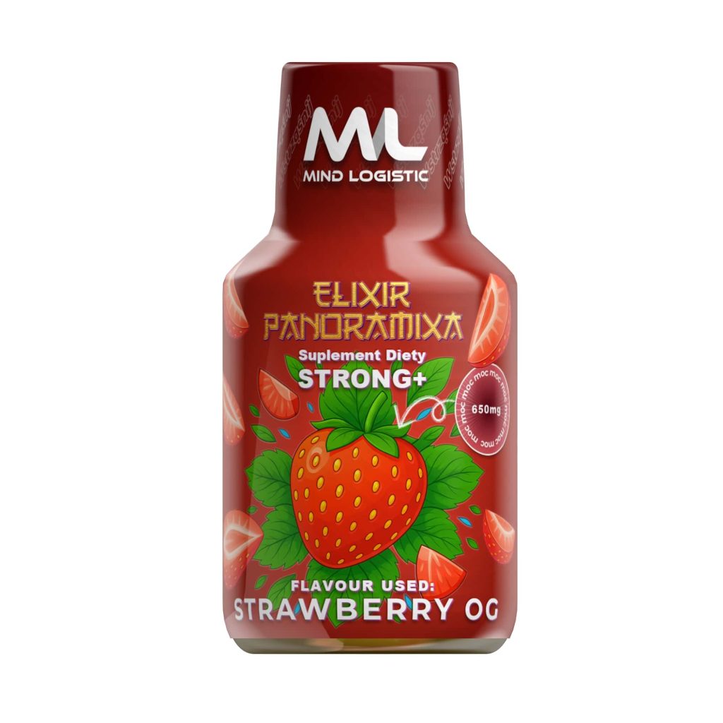 Elixir Panoramixa Strong+ Strawberry OG - butelka shotu konopnego 100 ml