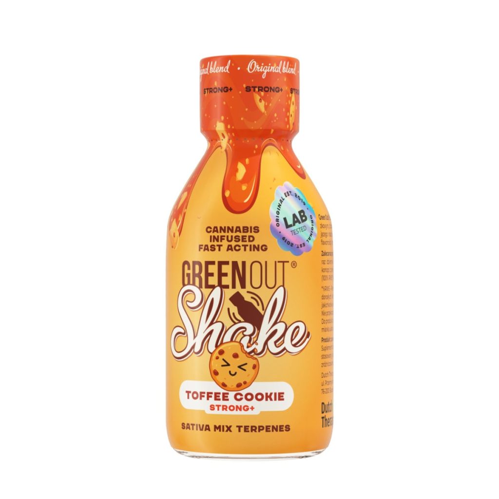 Green Out Shake Toffee Cookie - butelka 200 ml shotu konopnego o smaku karmelowo-ciasteczkowym