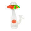 Grzybowe Statek Kosmiczny Szklano Silikonowe Bongo - świeci w ciemności 18cm Grzybowy Statek Kosmiczny: efekt glow-in-the-dark, ujęcie z bliska, 18 cm