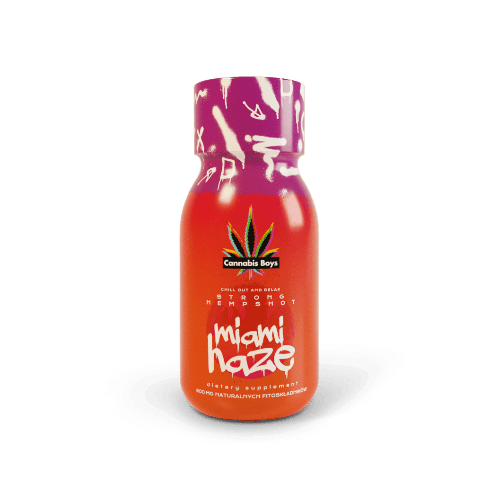 Hemp Shot Miami Haze (mango) 600 mg 100 ml: shot konopny o smaku mango, naturalny suplement diety