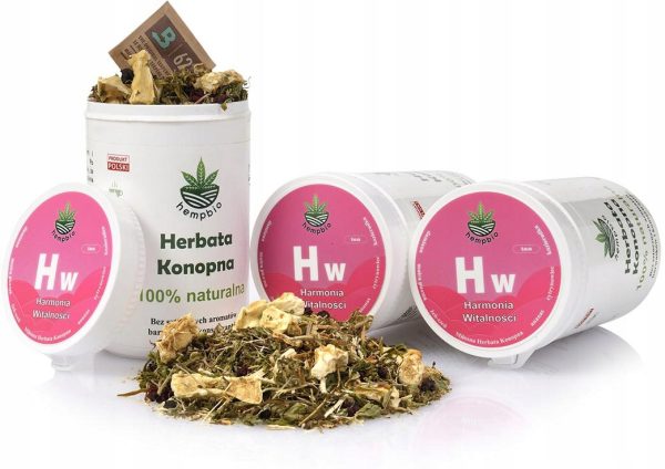 Herbata kannabidiol Harmonia Witalności - Naturalny Wspomagacz Libido i Energii Susz herbaciany Harmonia Witalności 50 g: kompozycja ziołowa z żeń-szeniem, muira puama i konopiami