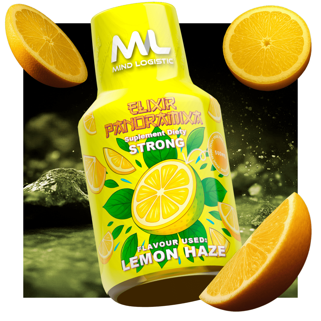 Bestsellery Elixir Panoramixa Super Lemon Haze - butelka 100 ml konopnego shotu, widok etykiety