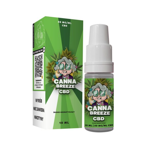 Liquid Canna Breeze Babcia Marysia - pudełko i buteleczka 10 ml z zapisem 50 mg na mililitr
