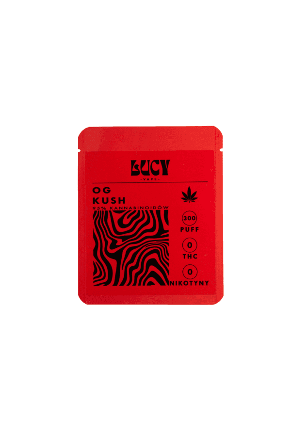 LUCY OG KUSH Vape waporyzator jednorazowy 950mg 2ML LUCY OG Kush waporyzator jednorazowy 950 mg 2 ml — opakowanie z klasyczną grafiką