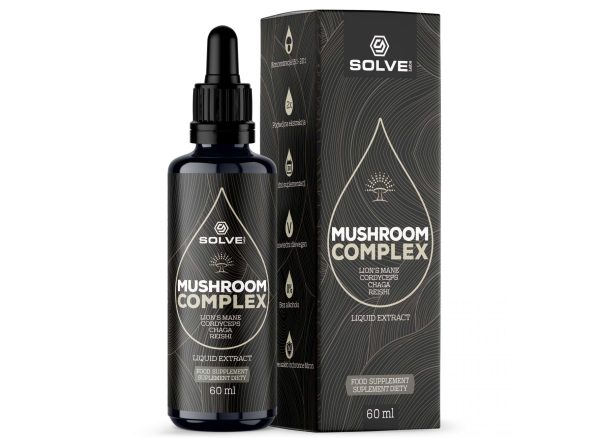 Mushroom Complex 4 grzyby krople 60 ml Solve Labs — płynny ekstrakt z mieszanką grzybów witalnych