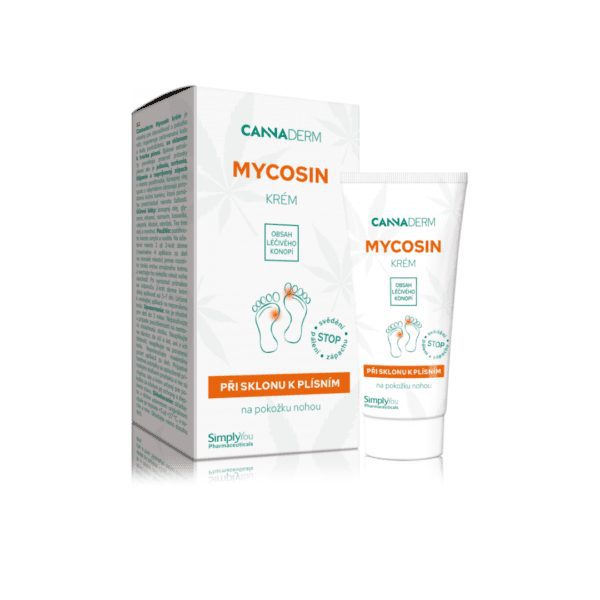 Mycosin krem do stóp: produkt konopny ubucha.pl Mycosin krem do stóp Cannaderm: opakowanie z ekstraktem z konopi i alantoiną