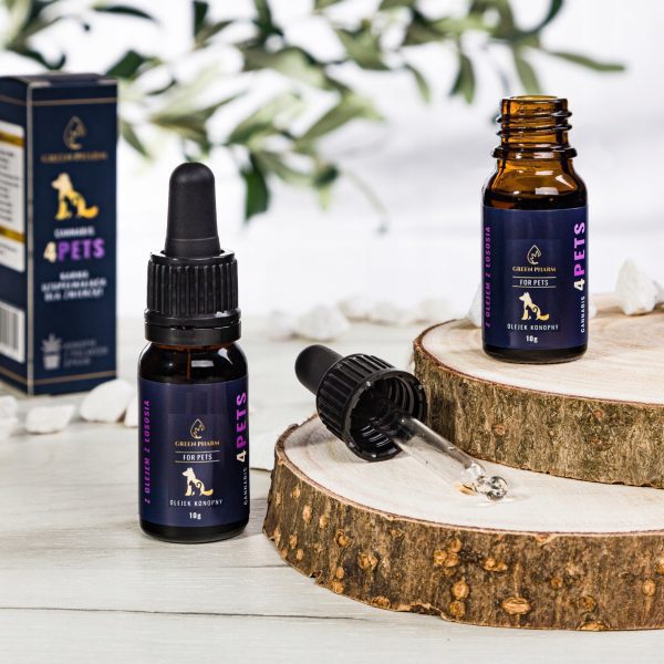 Olejek konopny 5% 33ml Animals Dla psa i kota Pets dla zwierząt - Wzbogacony o olej z łososia - Dla zwierząt