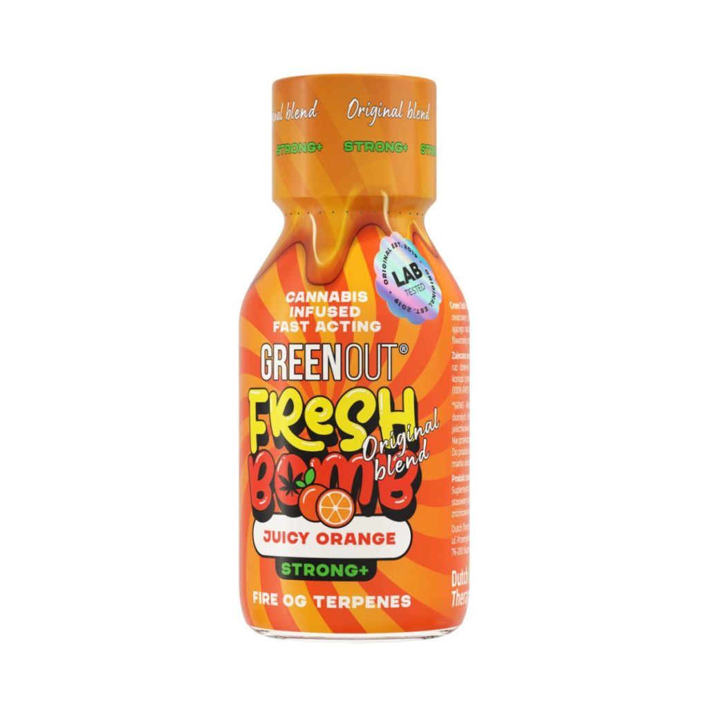 Green Out Fresh Bomb Juicy Orange - 100 ml bottle of orange-flavored hemp shot