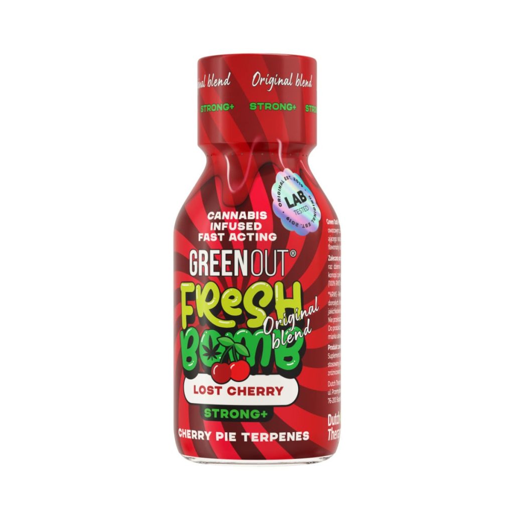 Green Out Fresh Bomb Lost Cherry - 100 ml bottle of cherry-flavored hemp shot