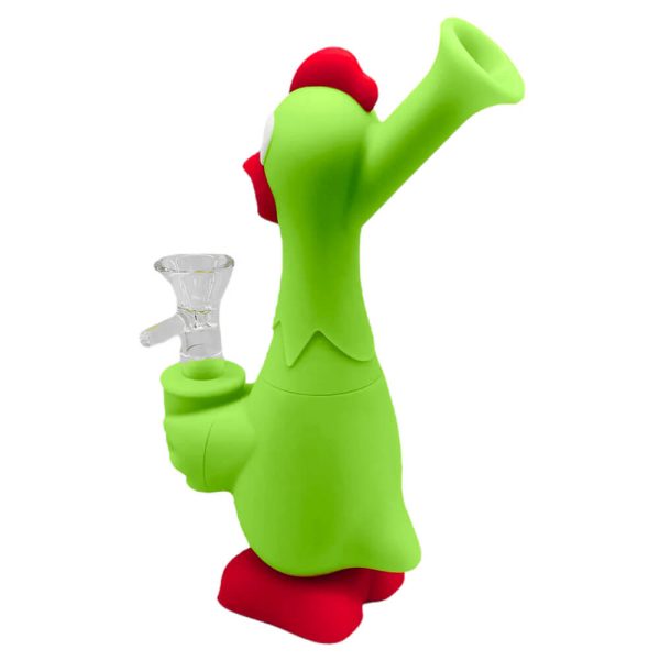 Silikonowo Bongo Kurczak Zielone 18cm Silikonowy gadżet kurczak: ujęcie z bliska, zielona figurka 18 cm