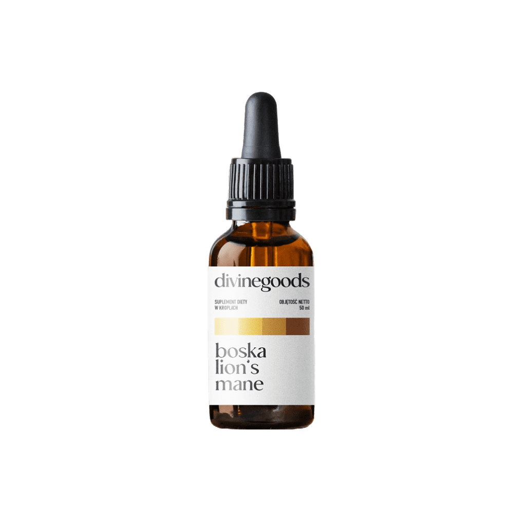Boska Lion's Mane 50 ml - butelka z zakraplaczem i ekstraktem z soplówki jeżowatej Divine Goods
