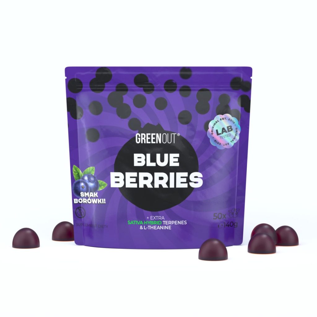 Green Out Blueberries Gummies - 140 g package with blueberry flavor