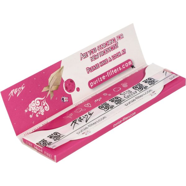 Bibułki Purize Pink Papers King Size Slim różowe Purize Pink Papers KS Slim: pojedyncza różowa bibułka King Size Slim, ujęcie z bliska
