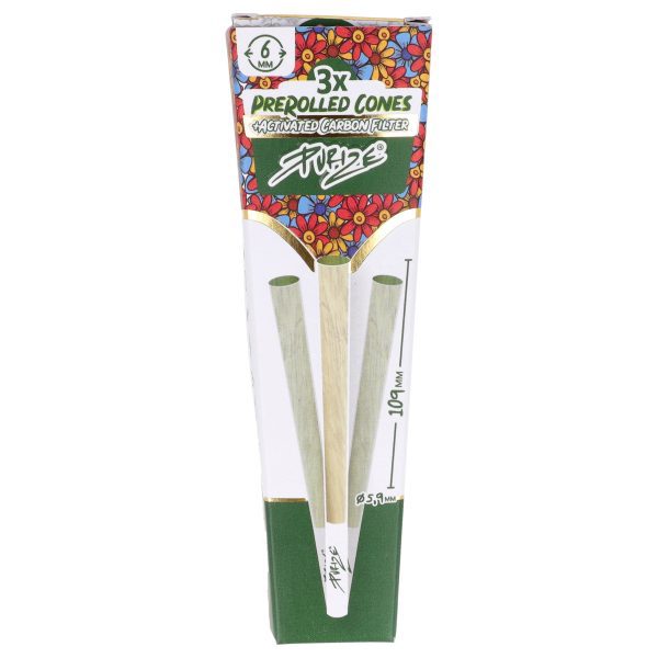 Bibułki Purize Pre-Rolled Cones XTRA Slim 3 szt Purize Pre-Rolled Cones XTRA Slim - pudełko z trzema gotowymi stożkami i wbudowanym filtrem 6 mm