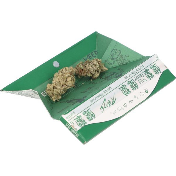 Bibułki z tacką Purize Papes'n Tray brązowe Purize Papes n Tray brązowe: rozłożona tacka kolekcjonerska, detal zestawu