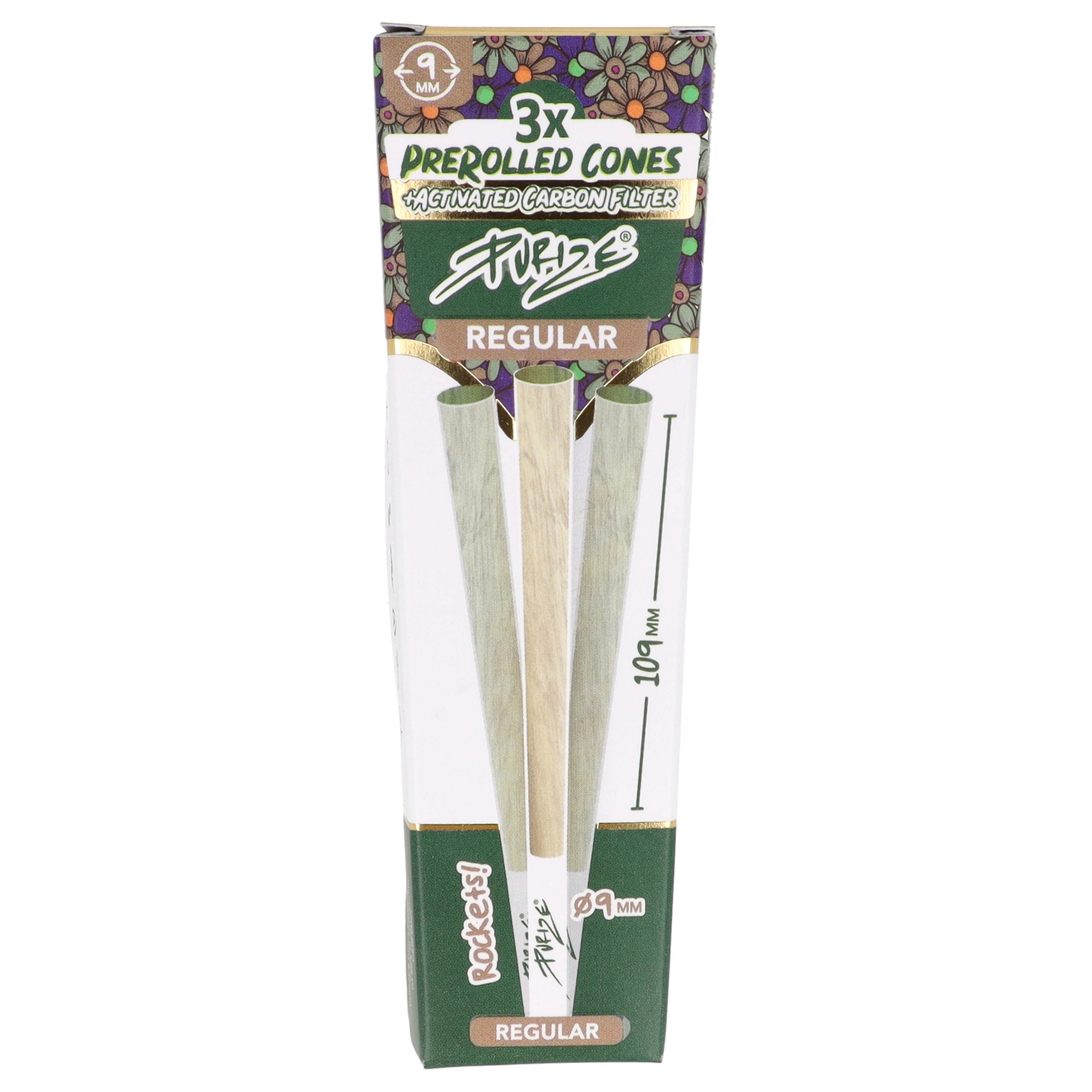Purize Pre-Rolled Cones REGULAR - pudełko z trzema gotowymi stożkami i filtrem 9 mm