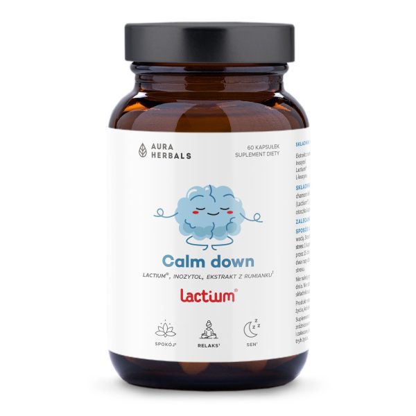 Calm Down Lactium: opakowanie 60 wegetariańskich kapsułek Aura Herbals
