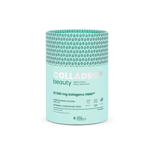 Colladrop® Beauty, kolagen HMG™ 10000 mg, mojito, saszetki 30 szt Colladrop Beauty mojito – opakowanie 30 saszetek z koenzymem Q10 i selenem