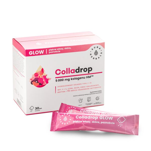 Colladrop Glow saszetki 5000 mg – kolagen morski HM typu I i III, 30 sztuk