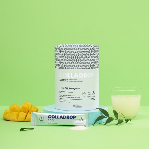 Colladrop® Sport + kreatyna, kolagen morski 5000 mg, saszetki 30 szt Colladrop Sport: etykieta z dawkowaniem i składem