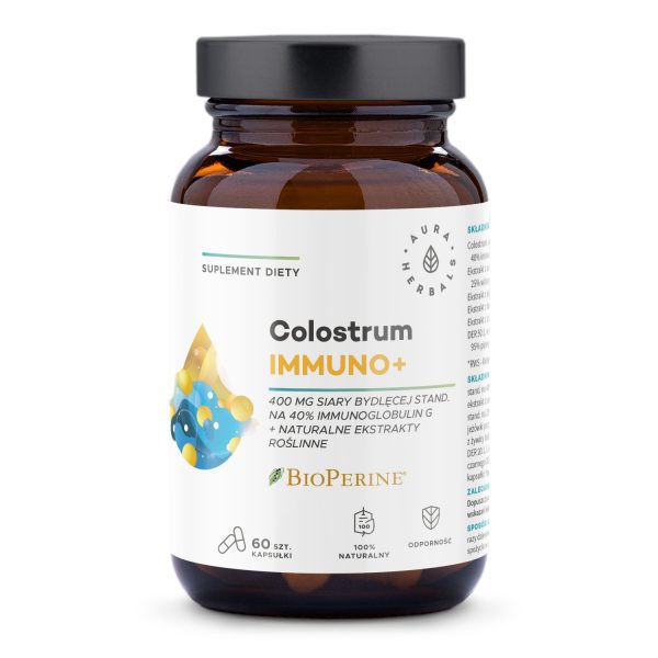 Colostrum Immuno + BioPerine Aura Herbals: kapsułki, opakowanie 60 sztuk