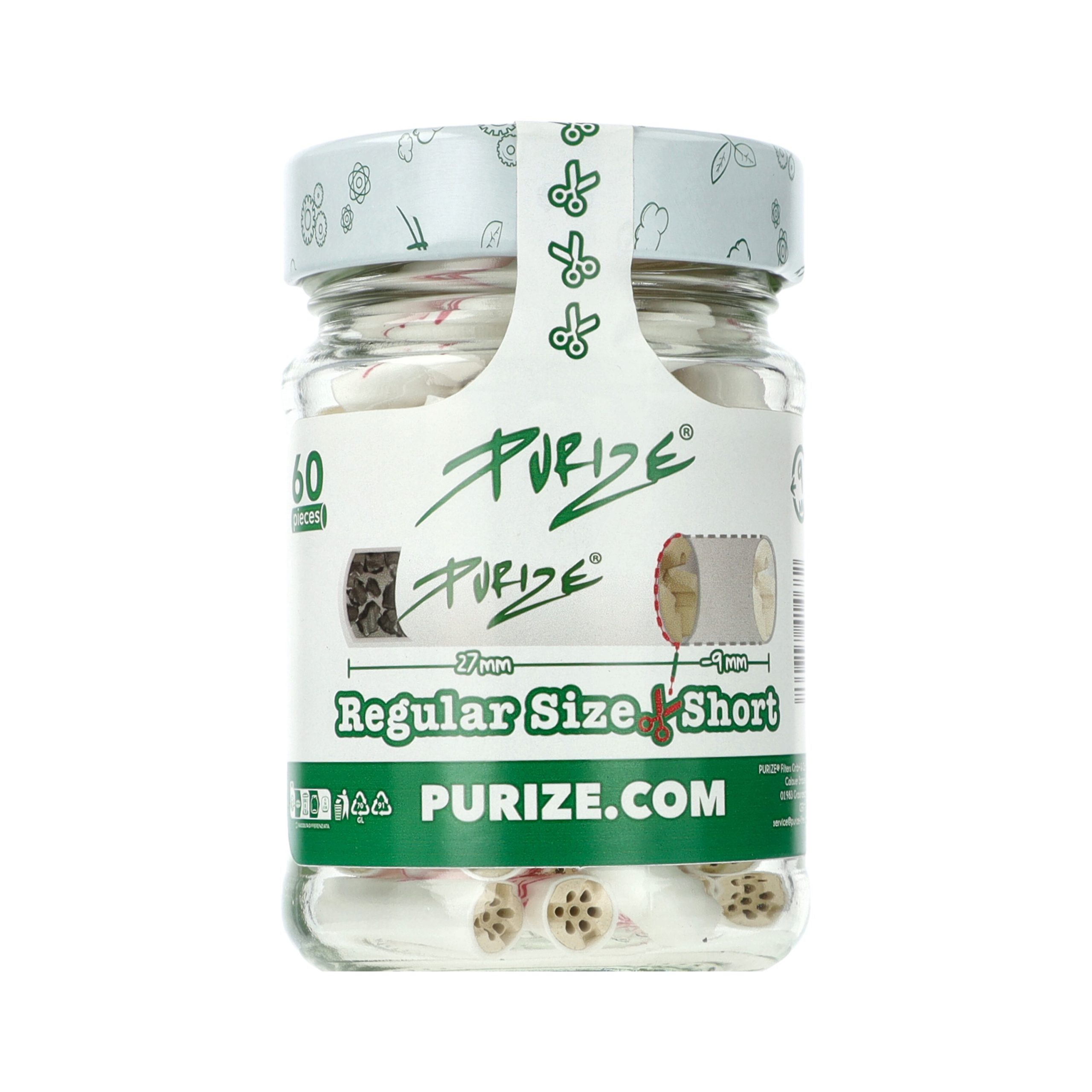 PURIZE REGULAR SHORT - słoik z sześćdziesięcioma krótszymi filtrami o średnicy 9 mm