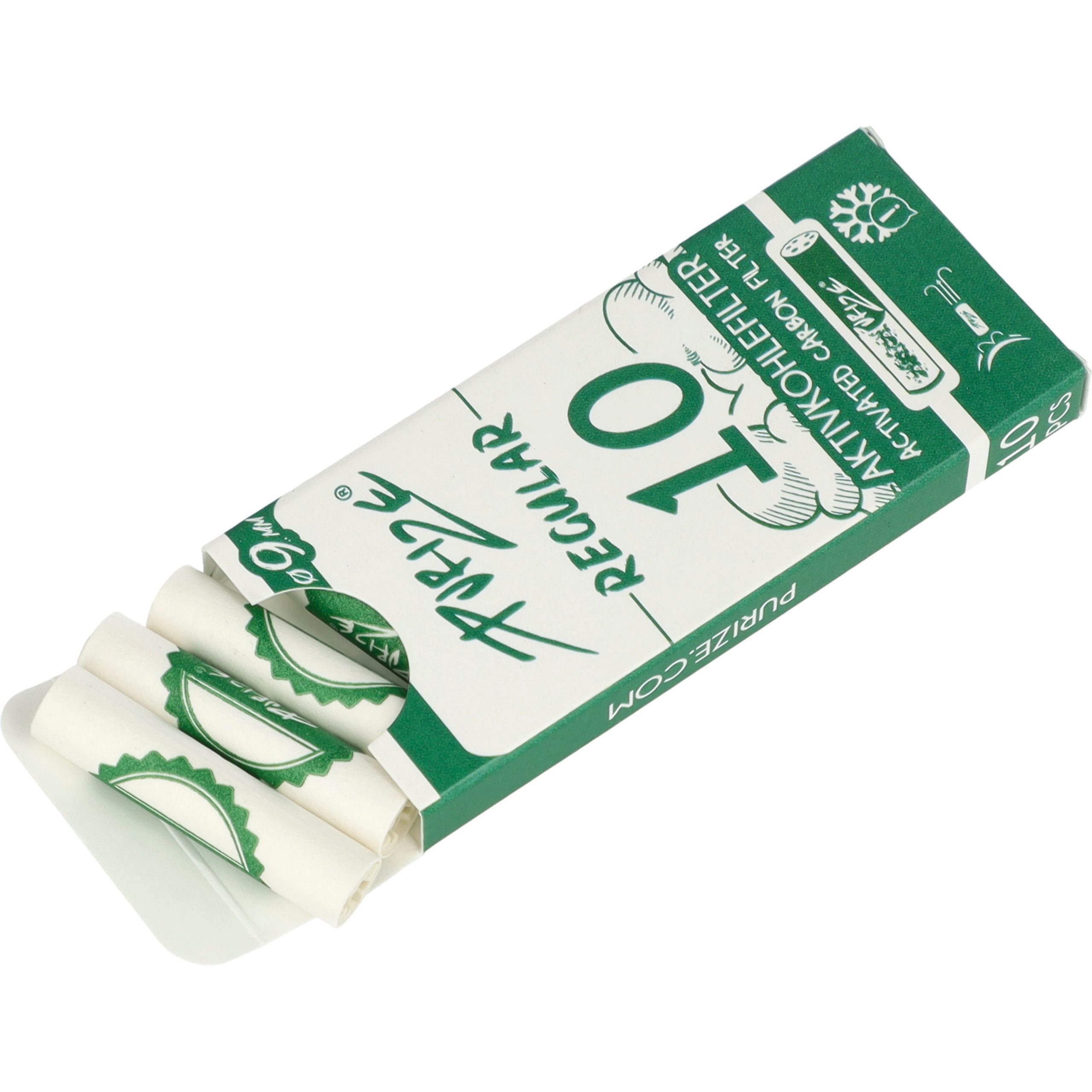 Filtry węglowe Purize REGULAR Size 10 szt. śr. 9 mm: opakowanie produktu z kategorii Filtry