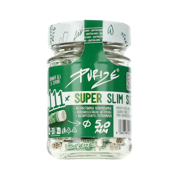 Purize Super Slim Kohlefilter 111 Stück im 5 mm Glas - Filter Purize Super Slim Kohlefilter 111 Stück im 5 mm Glas - Filter