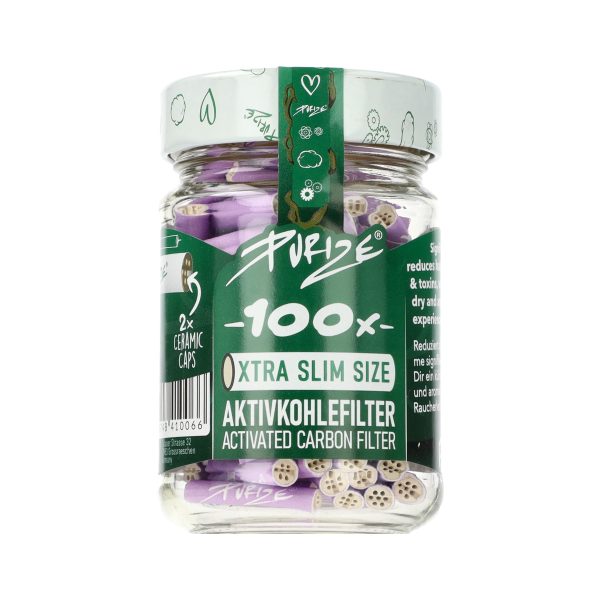 Filtry węglowe Purize XTRA Slim LILAC słoik 100 szt. śr. 6 mm - Filtry