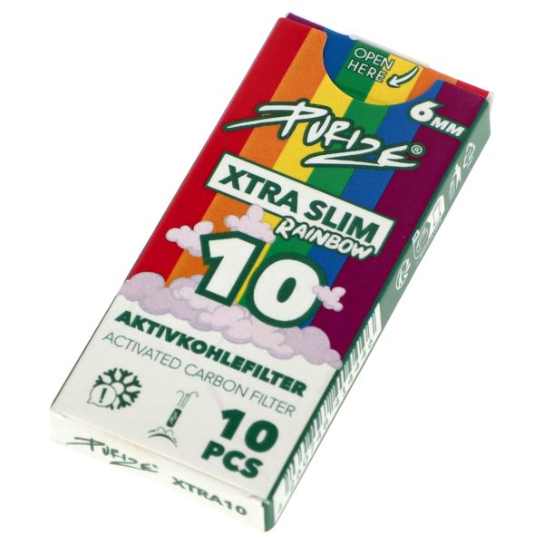 Filtry węglowe Purize XTRA Slim Rainbow 10 szt. śr. 6 mm - Filtry