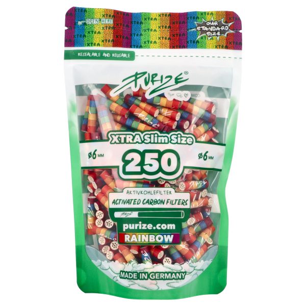 Kohlefilter Purize XTRA Slim Rainbow 250 Stück Ø 6 mm - Filter
