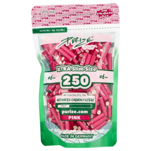 Filtry z aktywnym węglem Purize XTRA Slim Pink 250 szt. śr. 6 mm PURIZE XTRA Slim Pink 250 szt. - woreczek z różowymi filtrami o średnicy 6 mm
