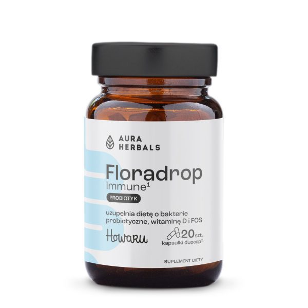 Floradrop immune¹, probiotyk, kapsułki 20 szt Floradrop immune probiotyk Aura Herbals – 20 kapsułek DUOCAP z HOWARU Restore II