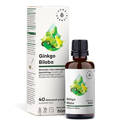 Aura Herbals Ginkgo Biloba 50:1, płyn 50 ml w szklanej buteleczce