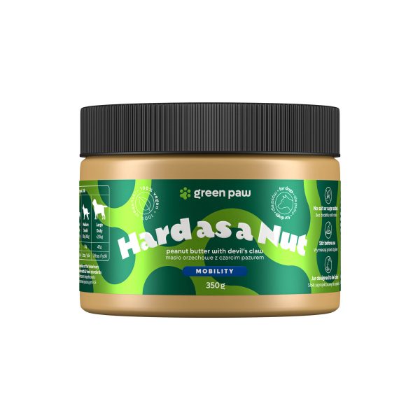 GreenPaw Hard As A Nut — produkt konopny ubucha.pl Masło orzechowe Hard As A Nut Green Paw 350 g — słoik z czarcim pazurem