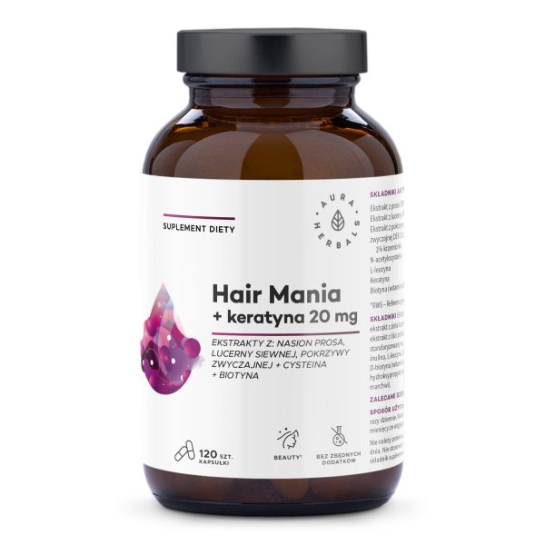 Hair Mania + keratyna 20 mg, kapsułki 120 szt. - Witaminy