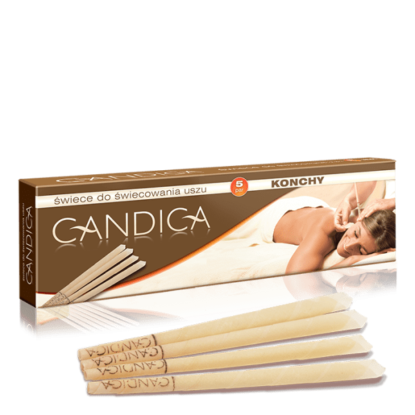 Świece do uszu KONCHY Candica Aura Herbals, 5 par z aromatem mchu, paczuli, jaśminu, cytrusów