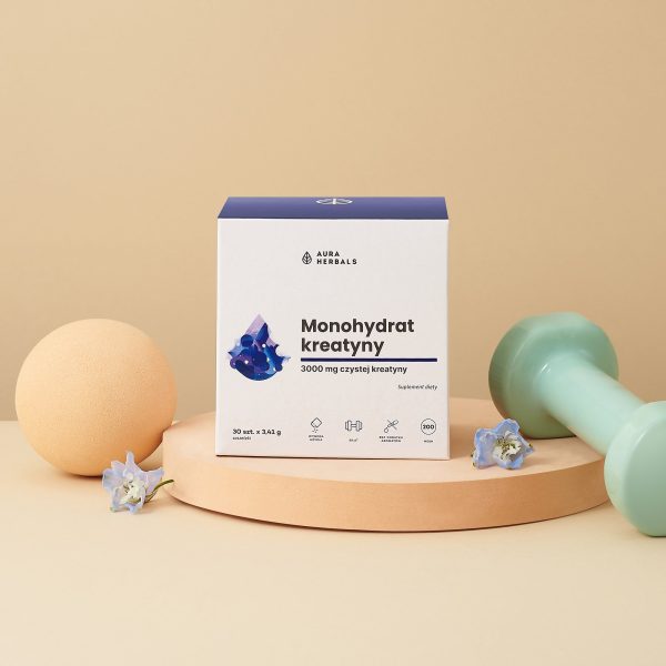 Kreatyna, monohydrat, saszetki 30 x 3,41 g Saszetki kreatyna monohydrat: ujęcie etykiety z dawkowaniem (3)