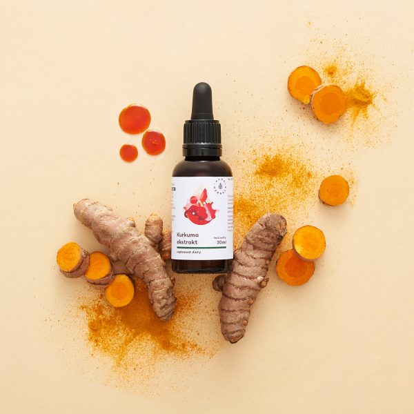 Krople z ekstraktem Curcuma longa NovaSOL: buteleczka 30 ml, ujęcie z bliska