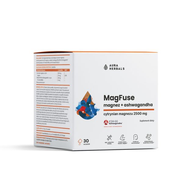 MagFuse magnez + ashwagandha KSM-66 Aura Herbals, 30 saszetek