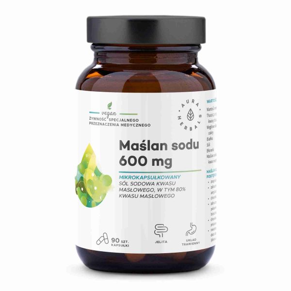 Maślan sodu 600 mg mikrokapsułki Aura Herbals: opakowanie 90 sztuk