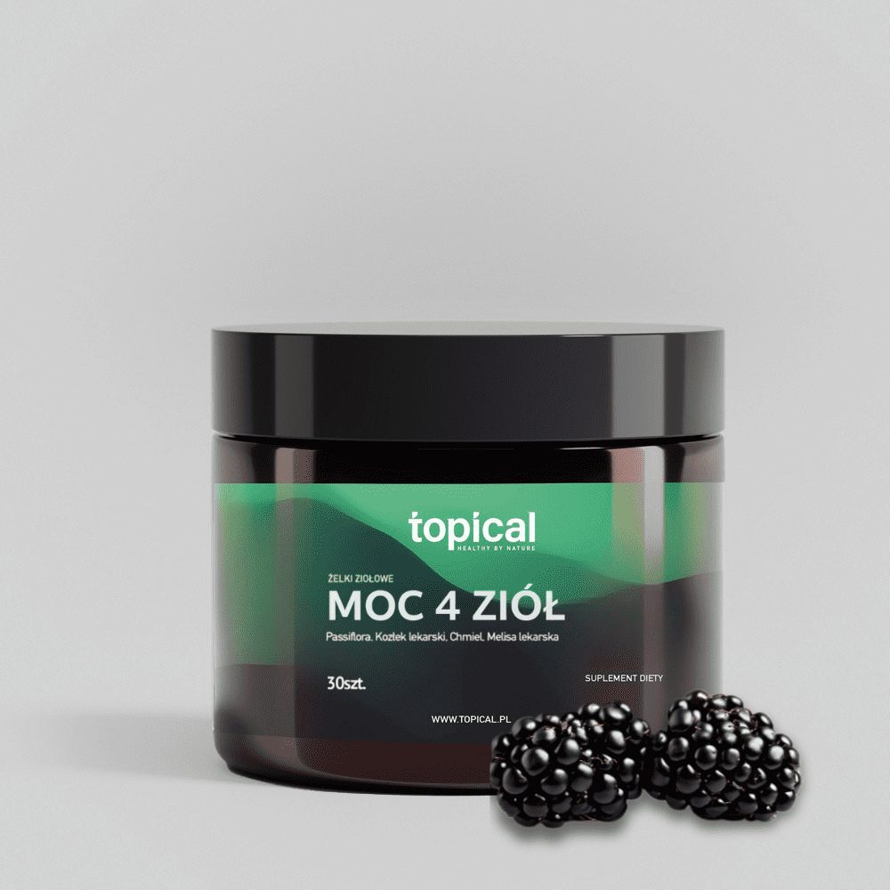 Herbal gummies Power of 4 Herbs TOPICAL - blackberry gummies with no added sugar in a PET jar