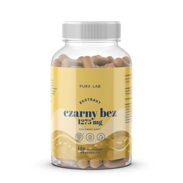 Pure Lab Ekstrakt z czarnego bzu 1275 mg, kapsułki 120 szt Pure Lab ekstrakt z czarnego bzu 1275 mg: opakowanie 120 wegańskich kapsułek