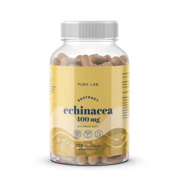 Pure Lab Ekstrakt z echinacea, 400 mg, kapsułki 170 szt Pure Lab ekstrakt z echinacea 400 mg: opakowanie 170 wegańskich kapsułek Vcaps®