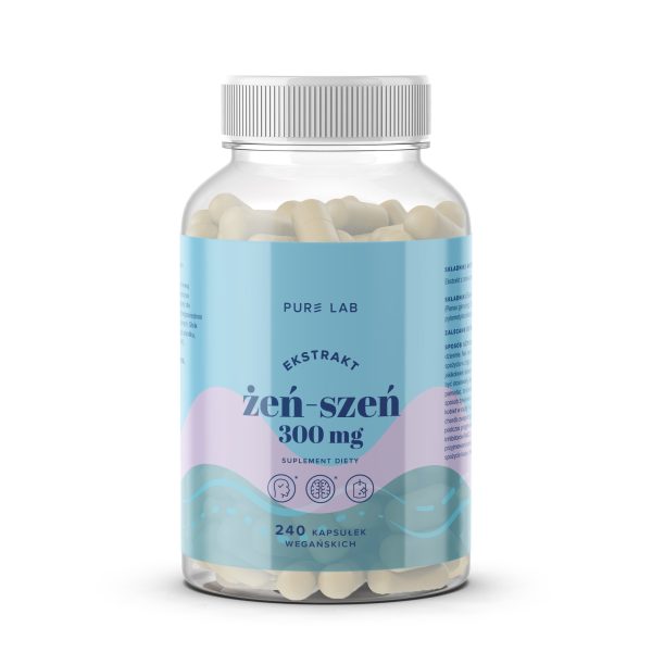 Pure Lab Ginseng-Extrakt 300 mg, Kapseln 240 Stück Pure Lab Panax Ginseng-Extrakt 300 mg – 240 Kapseln