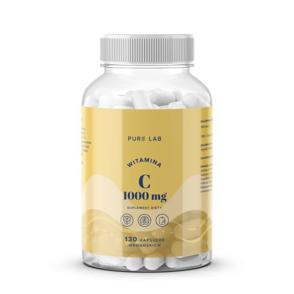 Pure Lab Witamina C 1000 mg, kapsułki 130 szt Pure Lab Witamina C 1000 mg – wegańskie kapsułki, opakowanie 130 sztuk