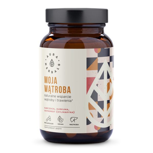 Moja Wątroba kapsułki Aura Herbals: wegański kompleks karczoch, ostropest, kurkuma, 60 sztuk