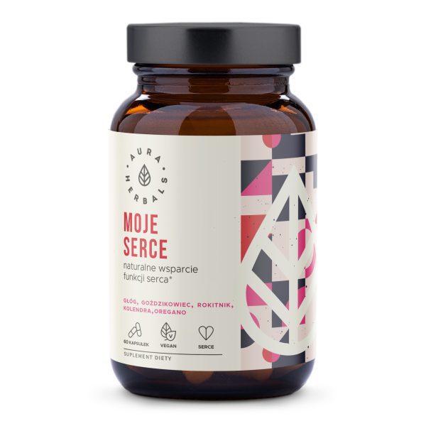 Moje Serce kapsułki Aura Herbals: wegański kompleks ekstraktów: głóg, goździkowiec, rokitnik, 60 sztuk